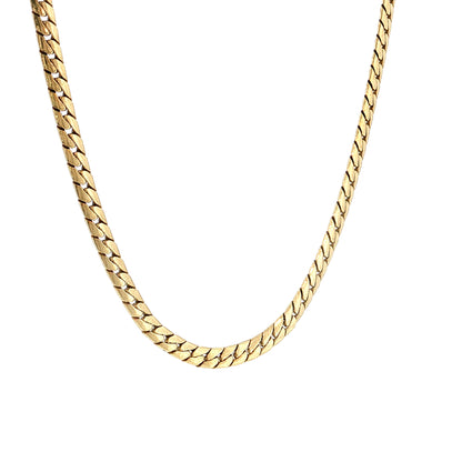 16 Inch Flat Curb Link Chain Necklace 14k Yellow Gold