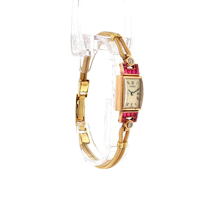 1940s Birks Ruby & Diamond Ladies Watch 14k