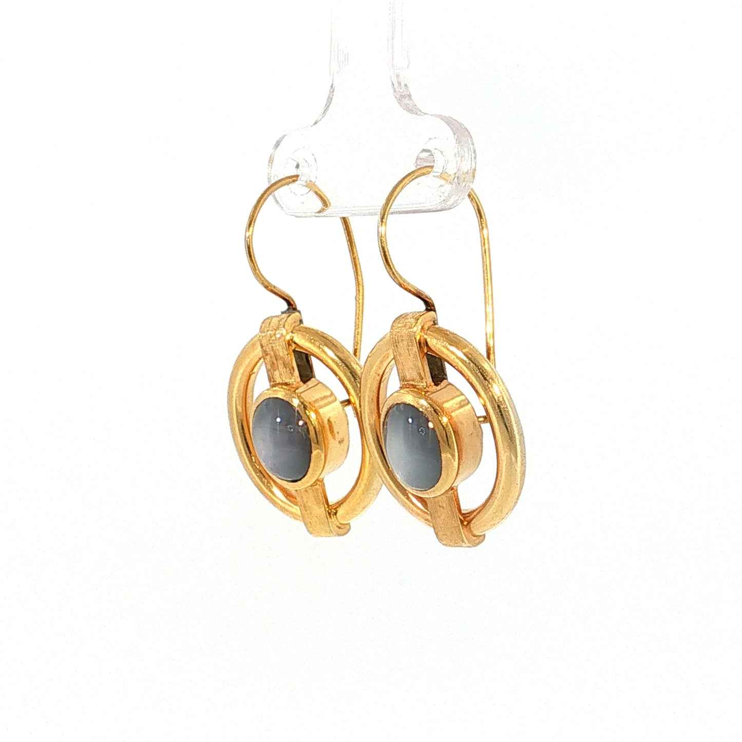 3.34 Star Sapphire Drop Earrings 14k Rose Gold