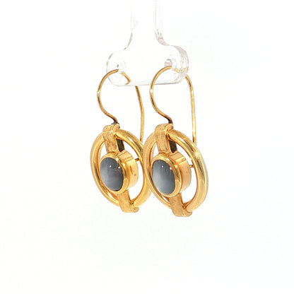 3.34 Star Sapphire Drop Earrings 14k Rose Gold