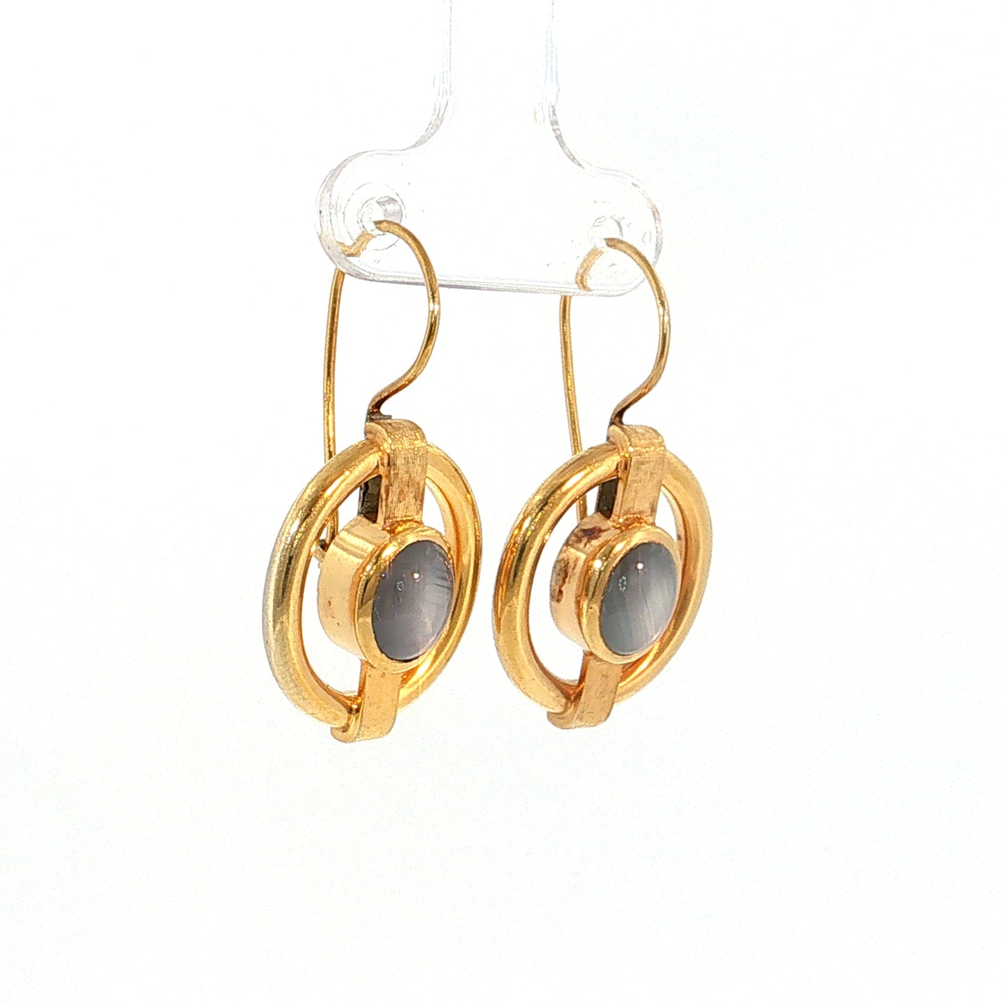 3.34 Star Sapphire Drop Earrings 14k Rose Gold