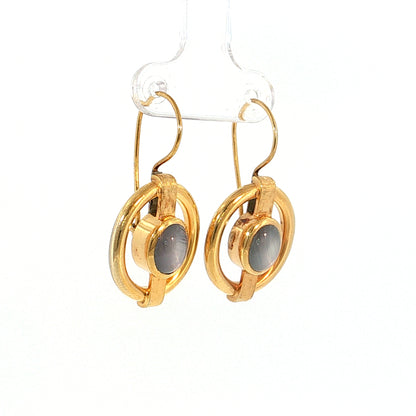3.34 Star Sapphire Drop Earrings 14k Rose Gold