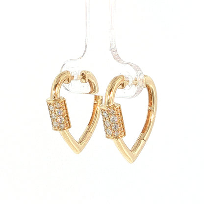 Diamond Carabiner Hoop Earrings 14k Yellow Gold