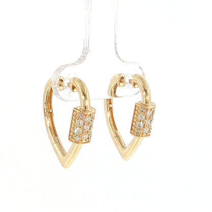 Diamond Carabiner Hoop Earrings 14k Yellow Gold