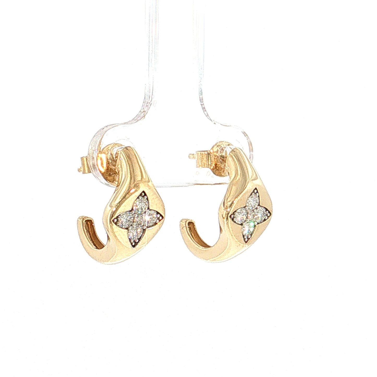.33 Diamond Quatrefoil Hoop Earrings 14k & Platinum