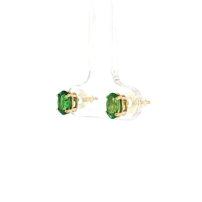 1.20 Tsavorite Garnet Oval Stud Earrings 14k Yellow Gold