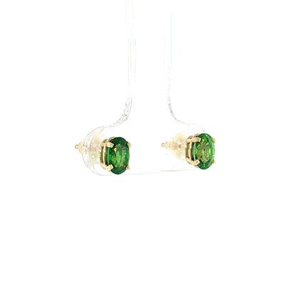 1.20 Tsavorite Garnet Oval Stud Earrings 14k Yellow Gold