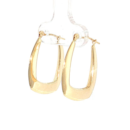 Rounded Rectangular Hoop Earrings 14k Yellow Gold