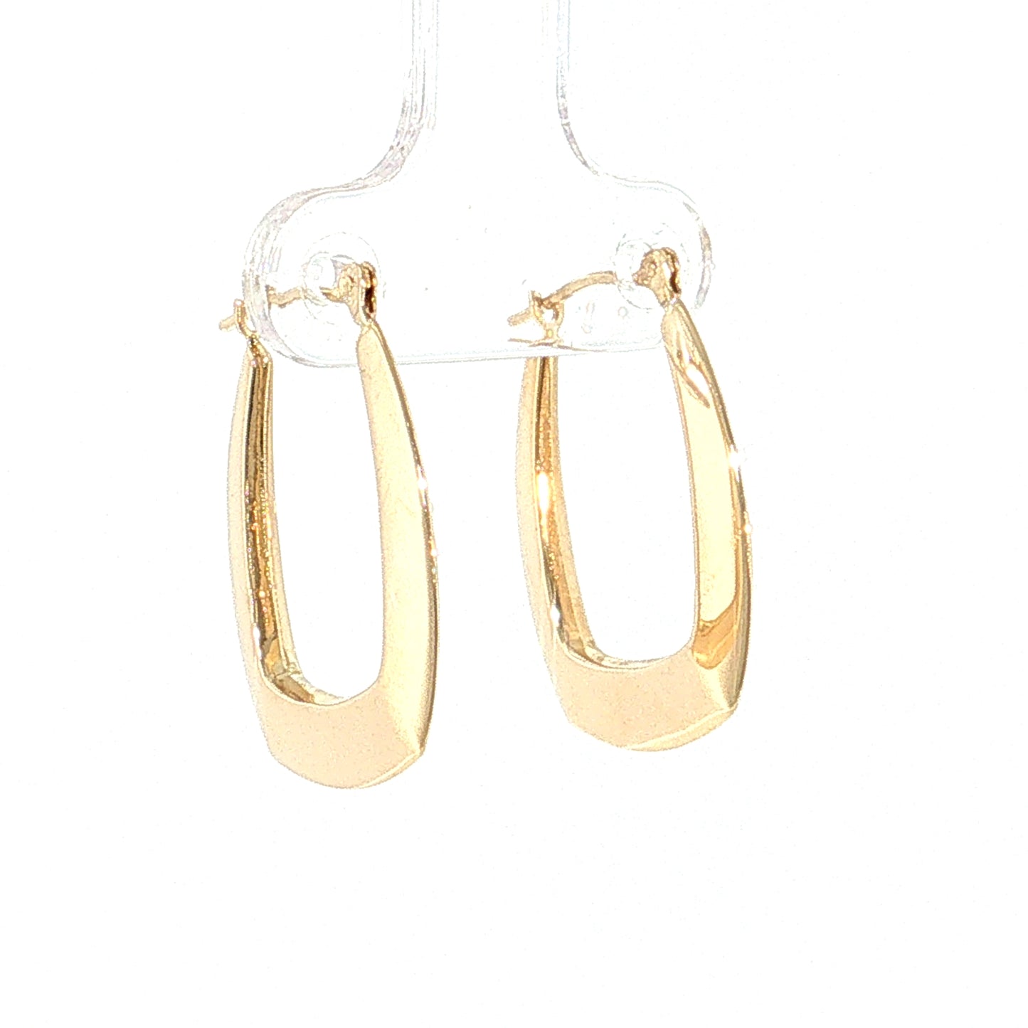 Rounded Rectangular Hoop Earrings 14k Yellow Gold
