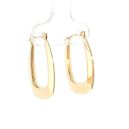 Rounded Rectangular Hoop Earrings 14k Yellow Gold
