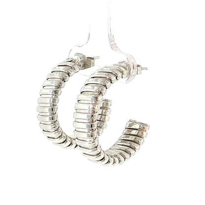 Tubogas Hoop Earrings 14k White Gold