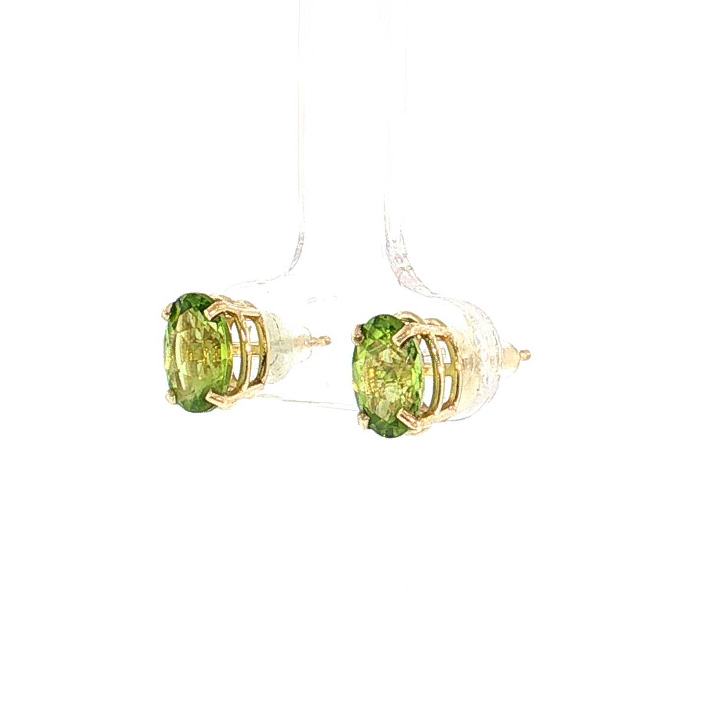 2.50 Oval Peridot Stud Earrings 14k Yellow Gold