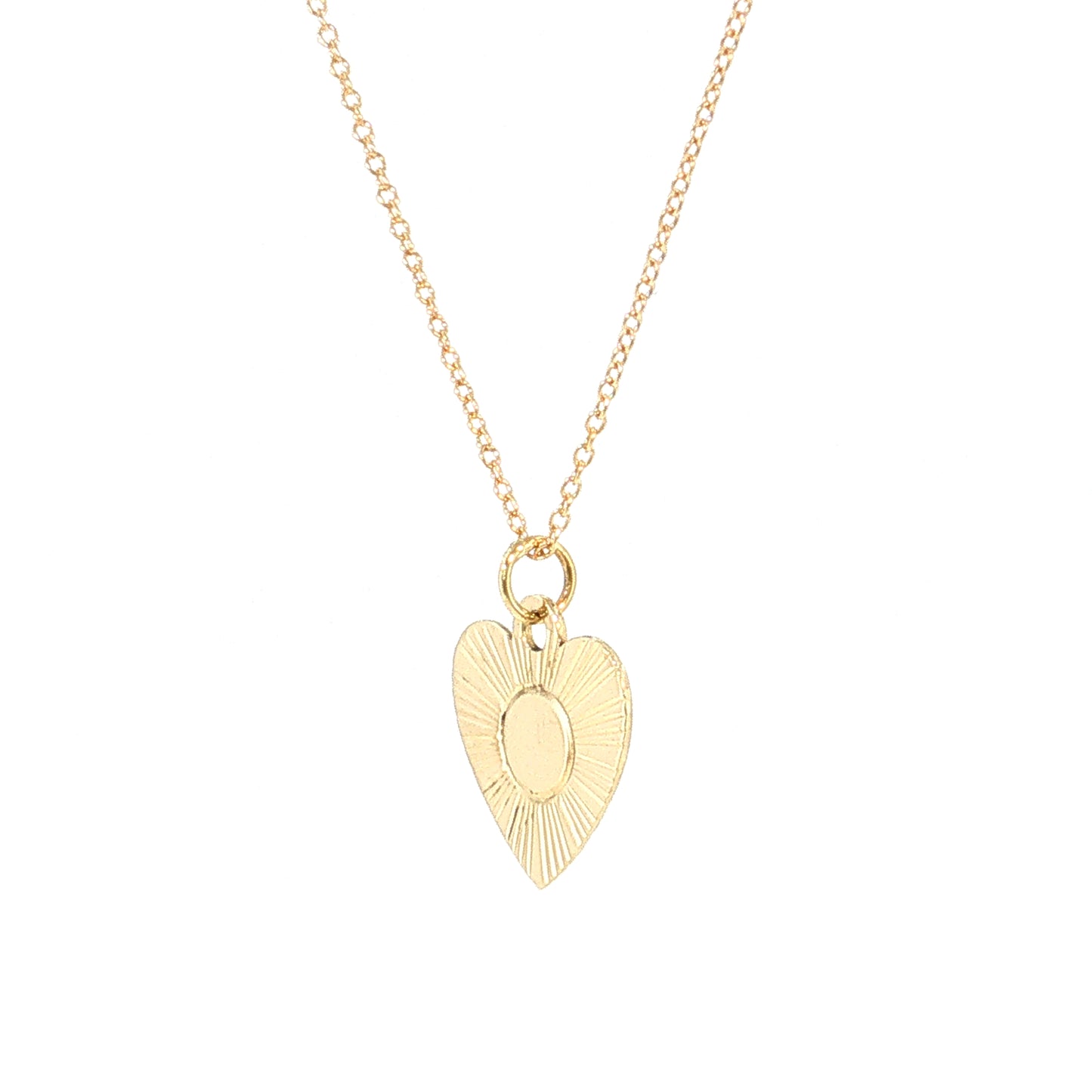 Vintage Mid-Century Fluted Heart Pendant Necklace 14k