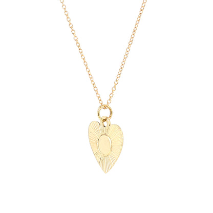 Vintage Mid-Century Fluted Heart Pendant Necklace 14k