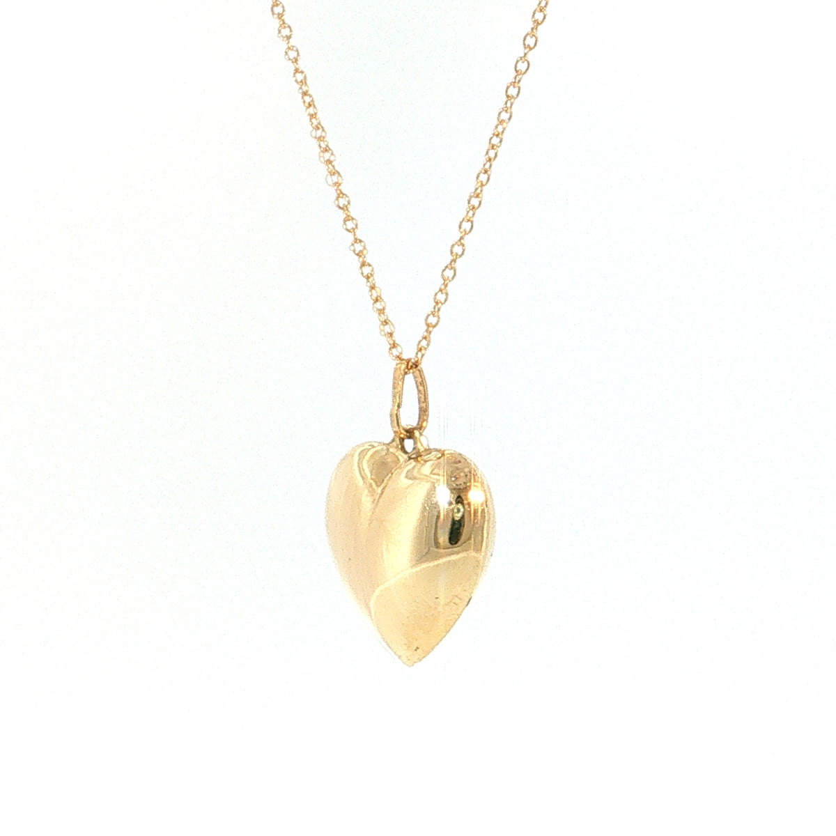 Puffy Heart Pendant Necklace 10k & 14k Yellow Gold