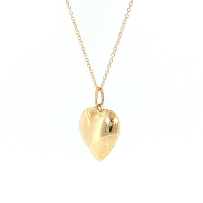 Puffy Heart Pendant Necklace 10k & 14k Yellow Gold