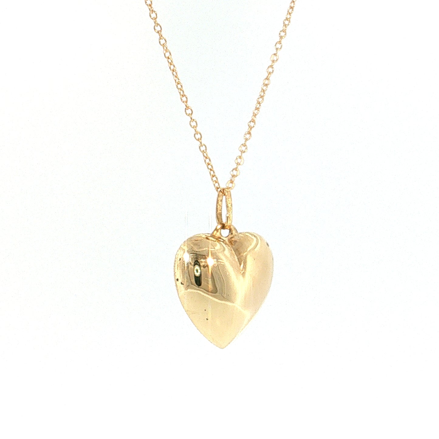 Puffy Heart Pendant Necklace 10k & 14k Yellow Gold