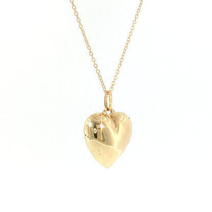 Puffy Heart Pendant Necklace 10k & 14k Yellow Gold
