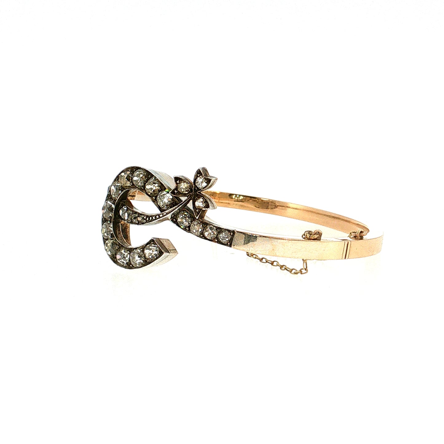 4.53 Antique Edwardian Old Mine Diamond Bangle 18k