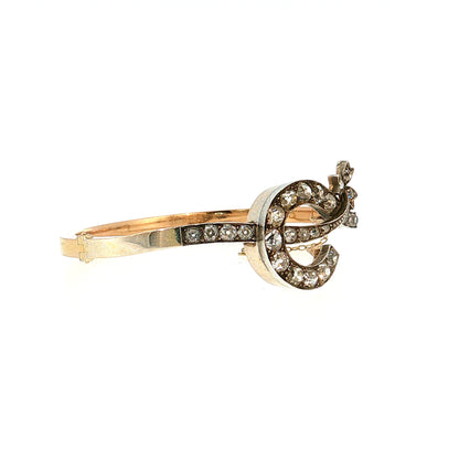 4.53 Antique Edwardian Old Mine Diamond Bangle 18k