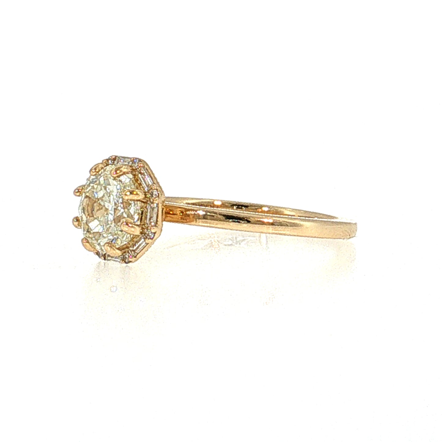 1.38 Modern Diamond Halo Engagement Ring 14k Yellow Gold