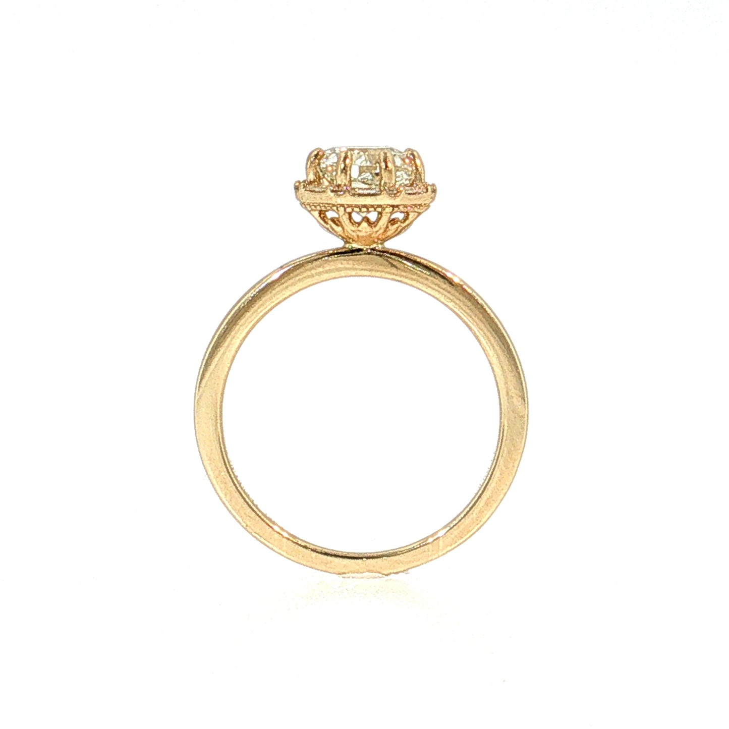 1.38 Modern Diamond Halo Engagement Ring 14k Yellow Gold