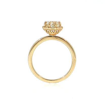 1.38 Modern Diamond Halo Engagement Ring 14k Yellow Gold