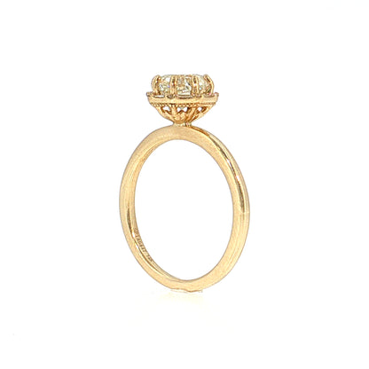 1.38 Modern Diamond Halo Engagement Ring 14k Yellow Gold
