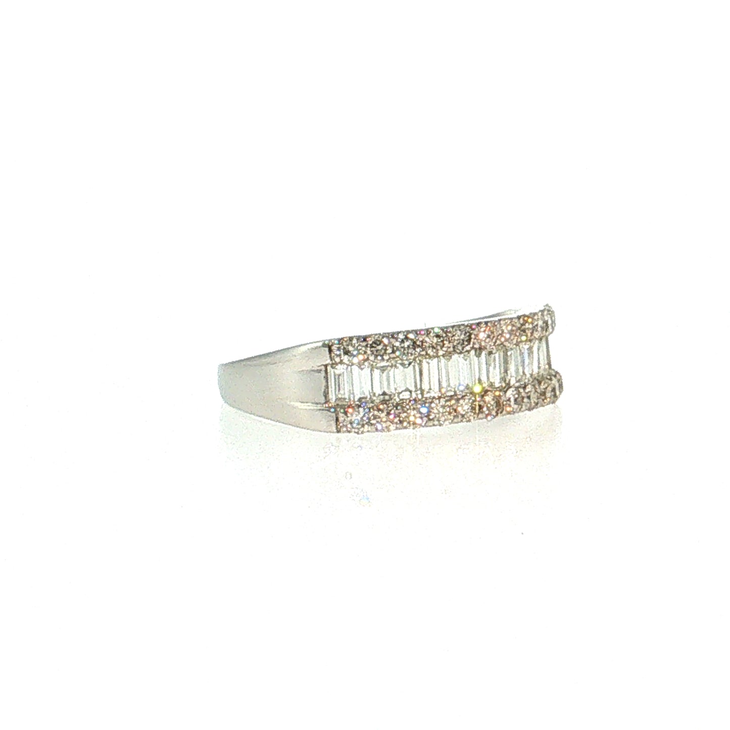 1.00 Baguette & Round Diamond Stacking Ring Platinum
