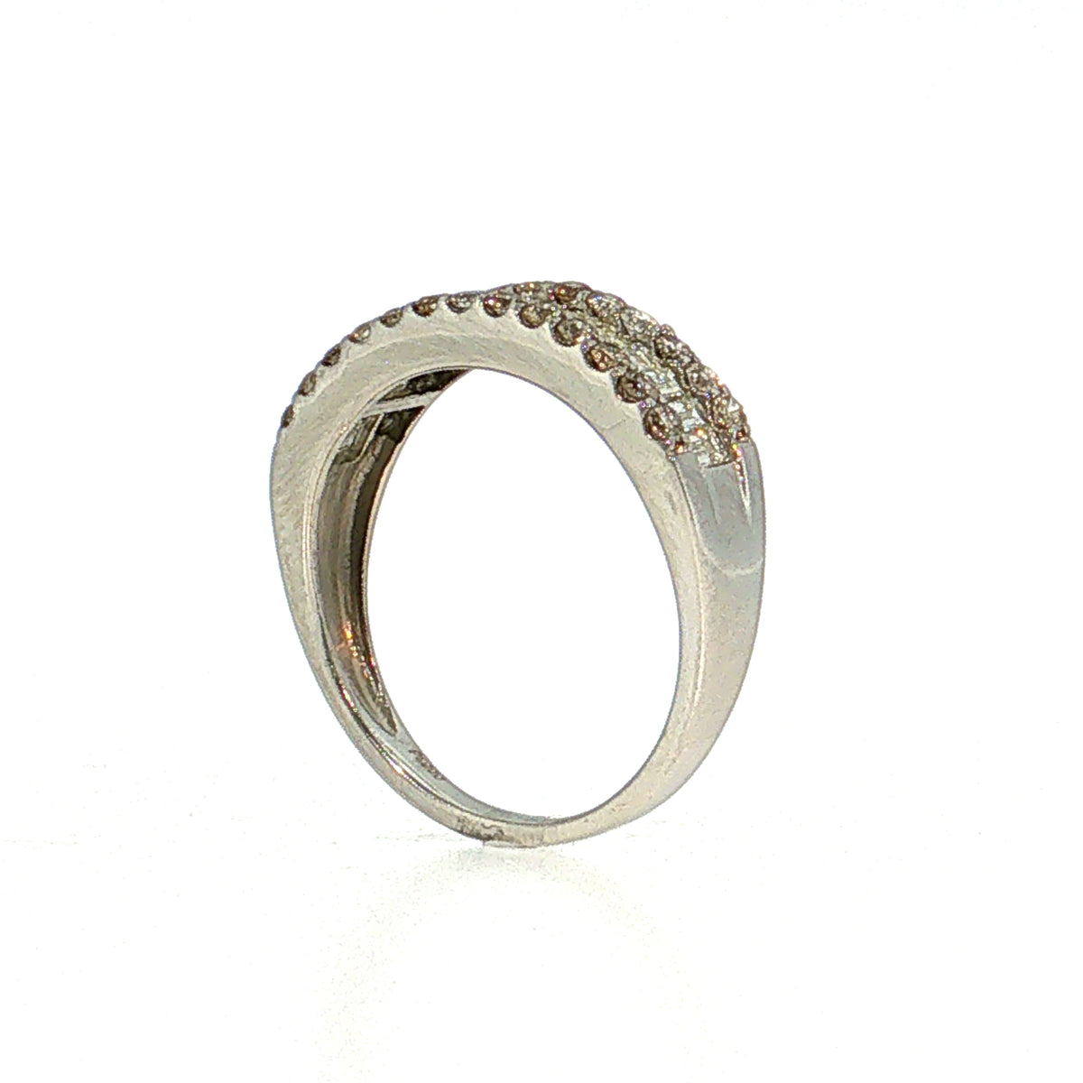 1.00 Baguette & Round Diamond Stacking Ring Platinum