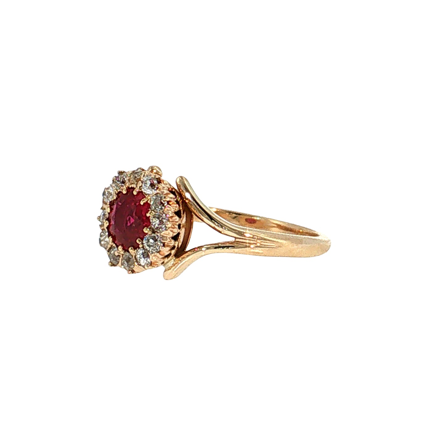 1.04 Victorian Burma Ruby & Diamond Engagement Ring 14k