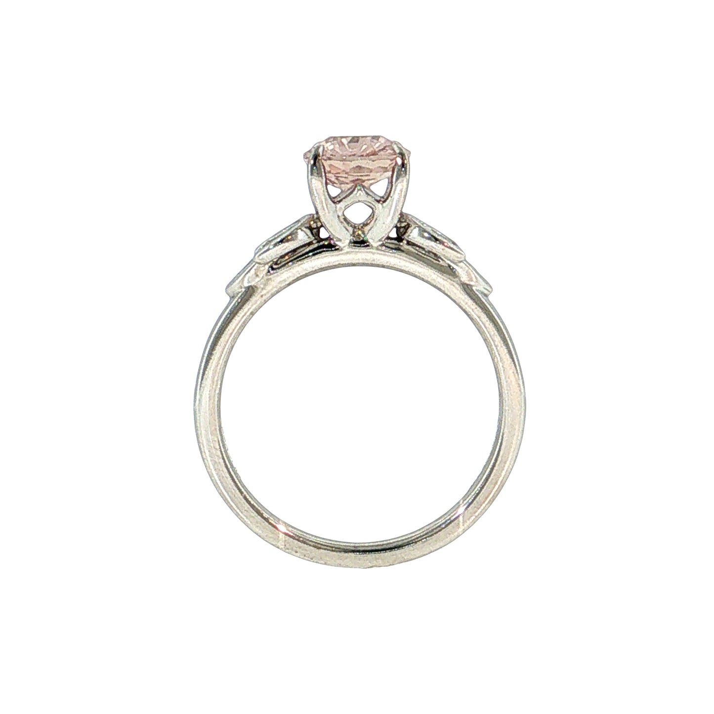 1.73 Oval Padparadscha Sapphire Engagement Ring 14k White Gold