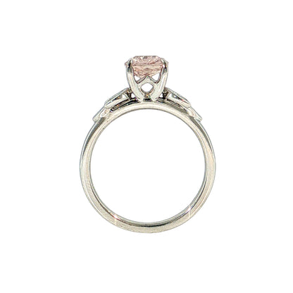 1.73 Oval Padparadscha Sapphire Engagement Ring 14k White Gold