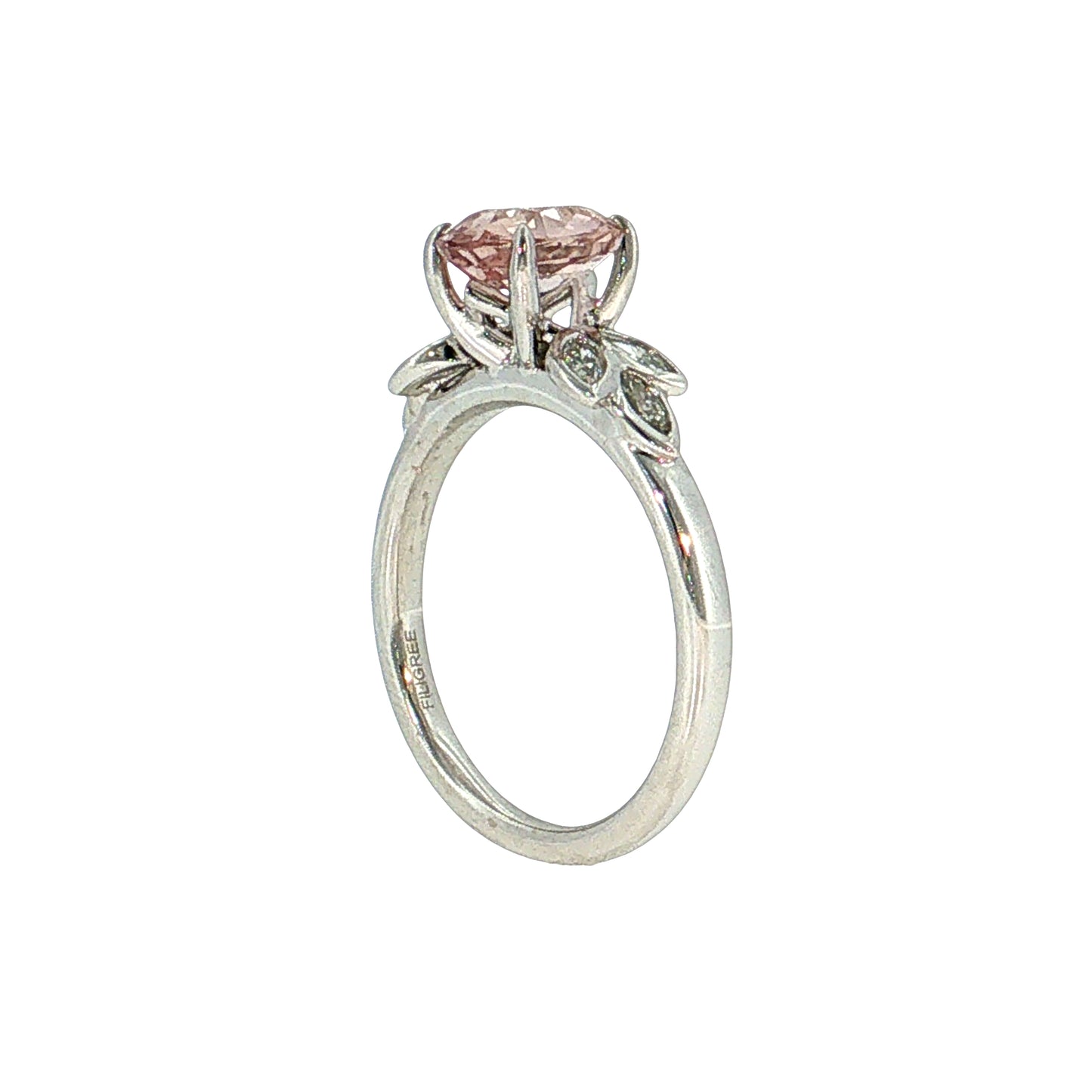 1.73 Oval Padparadscha Sapphire Engagement Ring 14k White Gold