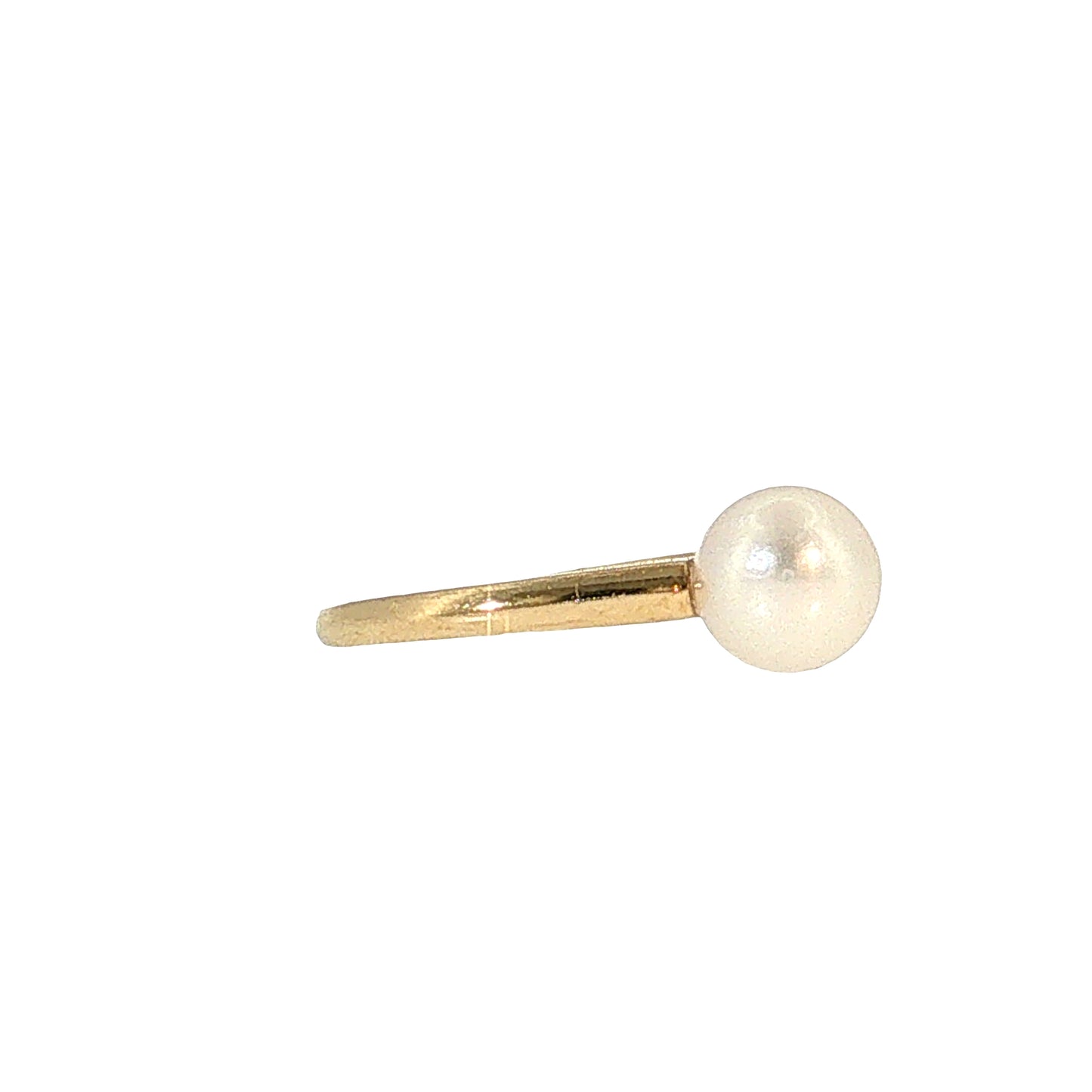 Solitaire Pearl Cocktail Ring 14k Yellow Gold
