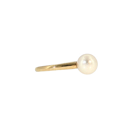 Solitaire Pearl Cocktail Ring 14k Yellow Gold