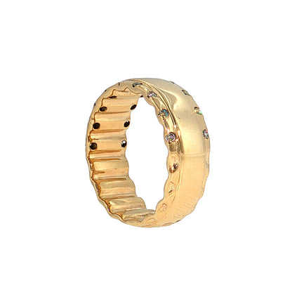 Men's Round Diamond Wedding Band 10k Yellow Gold