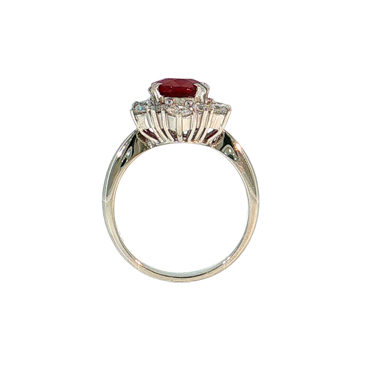 1.91 Oval Ruby & Diamond Halo Ring Platinum