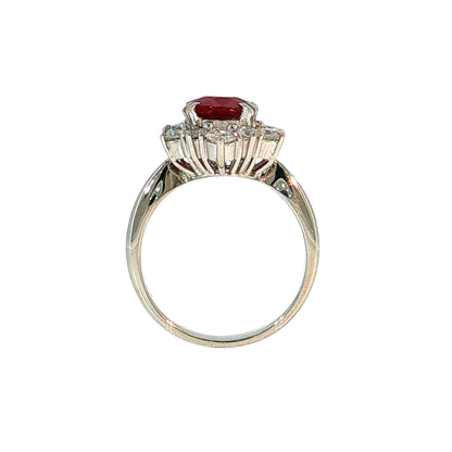 1.91 Oval Ruby & Diamond Halo Ring Platinum