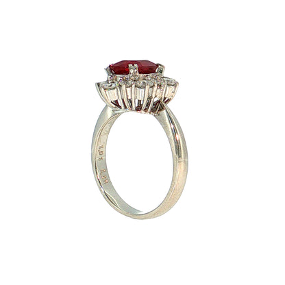 1.91 Oval Ruby & Diamond Halo Ring Platinum