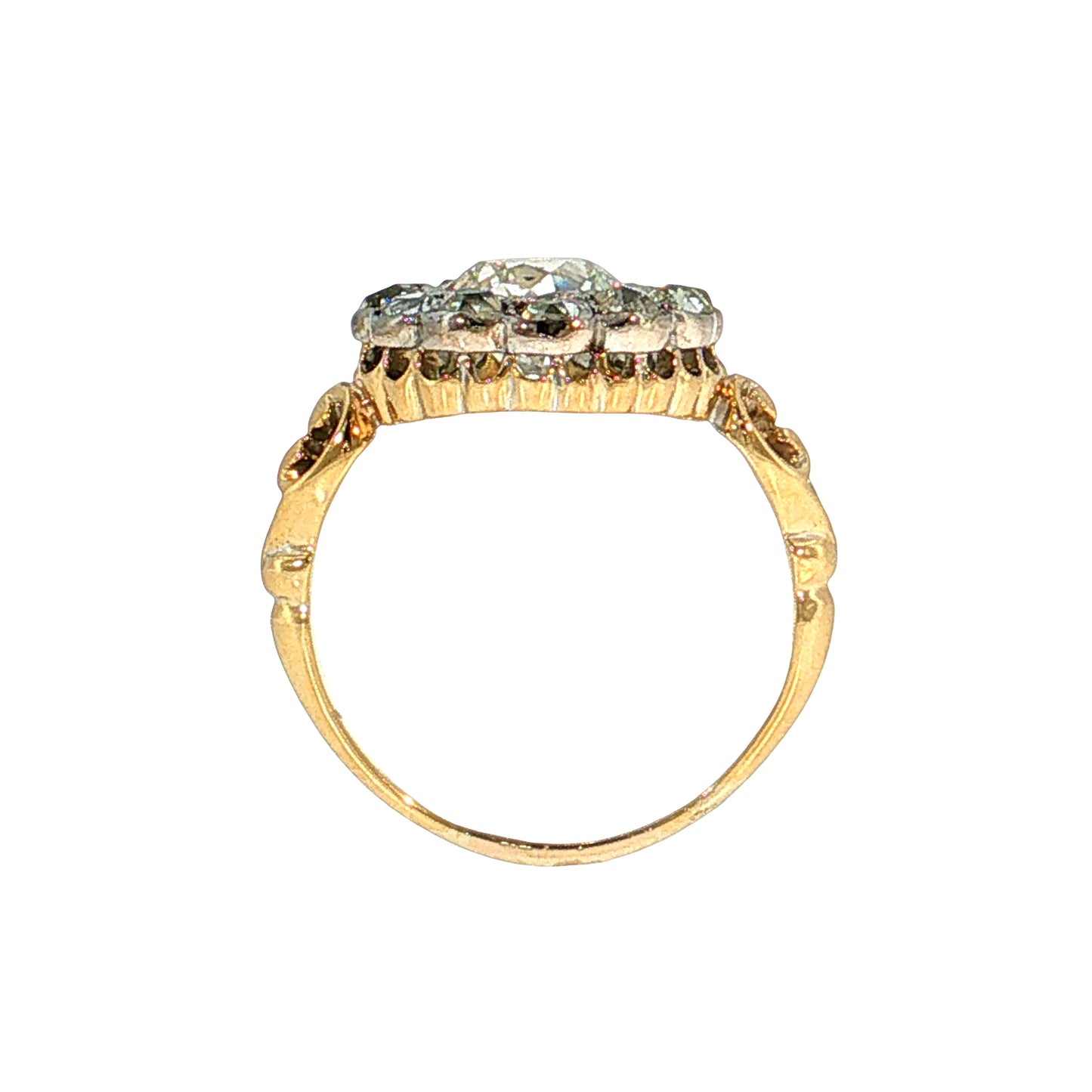 1.72 Antique Victorian Diamond Halo Ring 18K Two-Tone