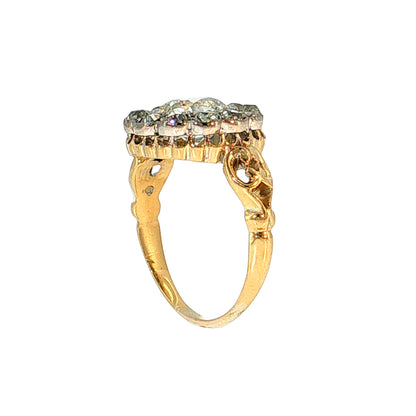 1.72 Antique Victorian Diamond Halo Ring 18K Two-Tone