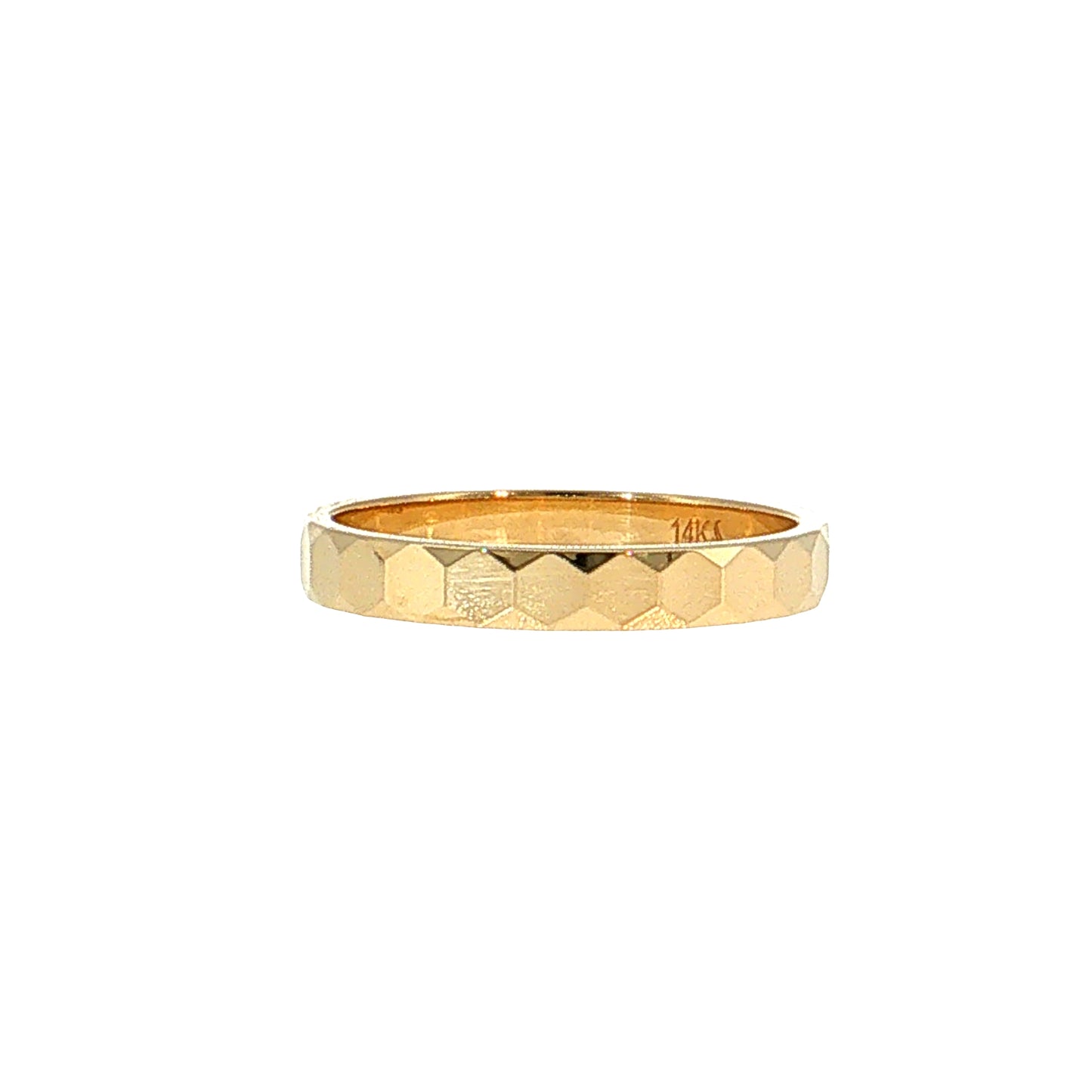 Honeycomb Textured Stacking Ring 14k Yellow Gold