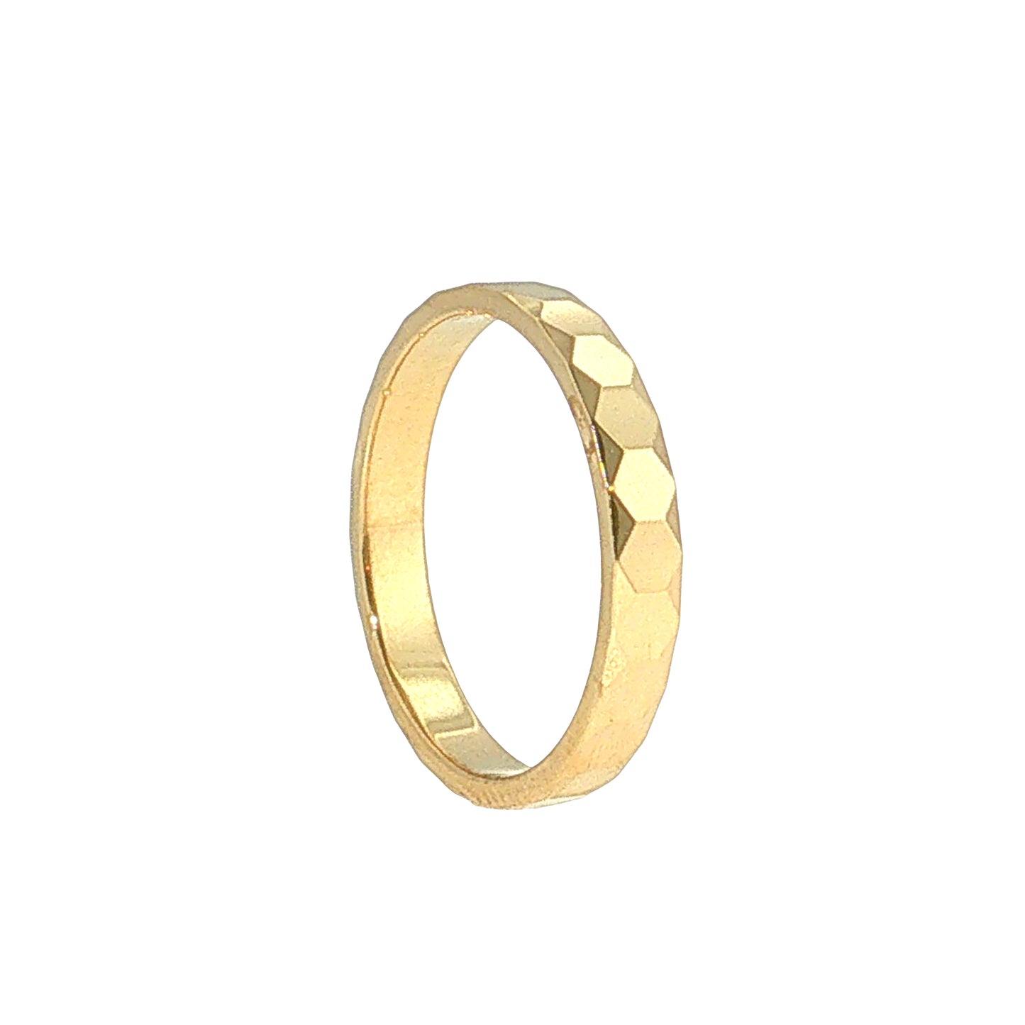 Honeycomb Textured Stacking Ring 14k Yellow Gold