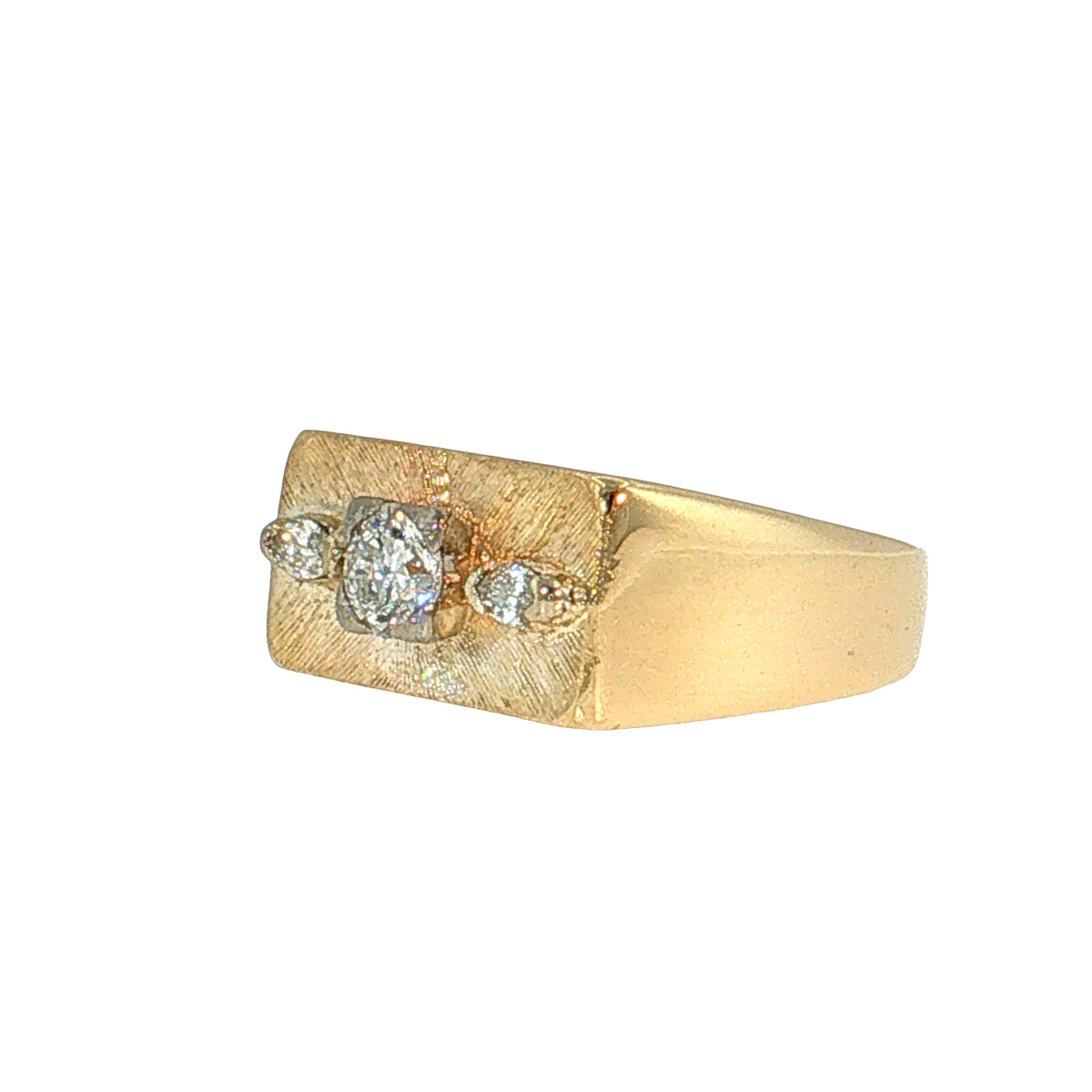 .40 Vintage Mid-Century Diamond Signet Ring 14k