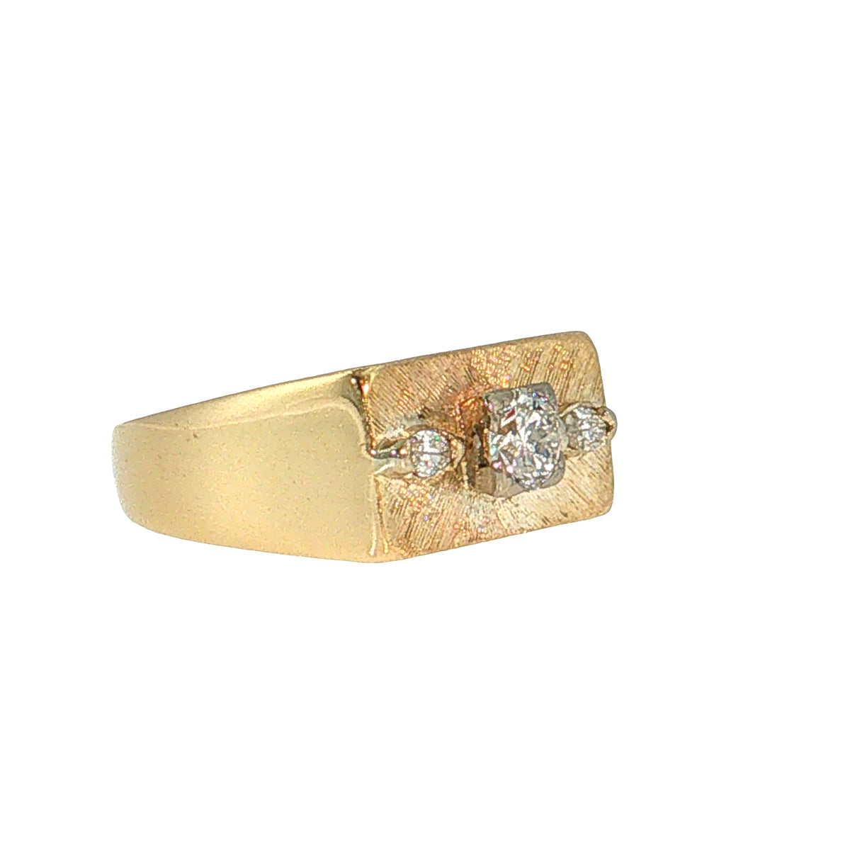 .40 Vintage Mid-Century Diamond Signet Ring 14k