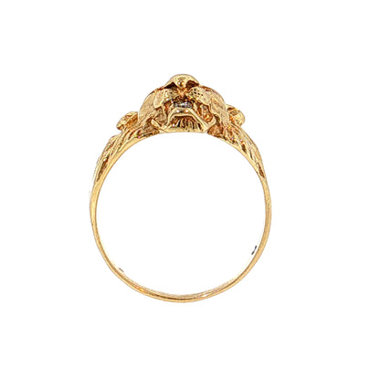 .03 Vintage Diamond & Ruby Lion Cocktail Ring 14k