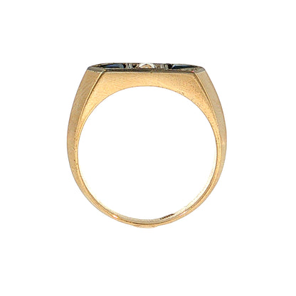 .19 Vintage Retro Men's Diamond & Sapphire Ring 14K