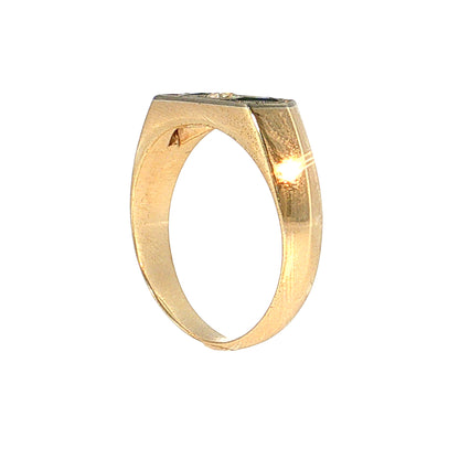 .19 Vintage Retro Men's Diamond & Sapphire Ring 14K
