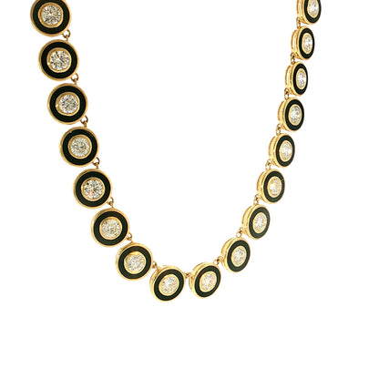 15.47 Round Brilliant Diamond Bezel Necklace 18k Yellow Gold